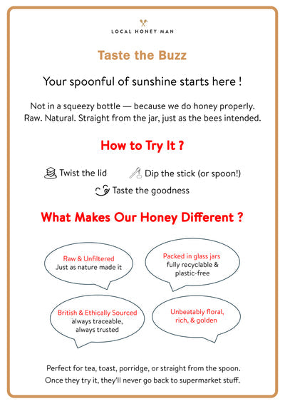 Taste the Honey — Shelf Card